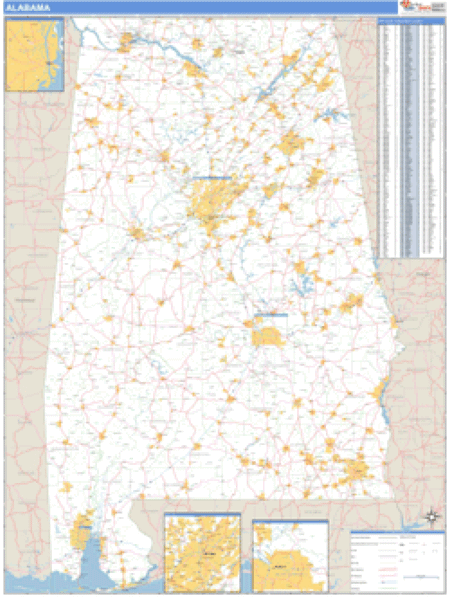 Alabama Zip Code Wall Map