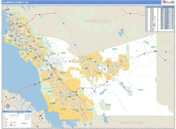 Alameda County, California Zip Code Wall Map  Maps.com.com