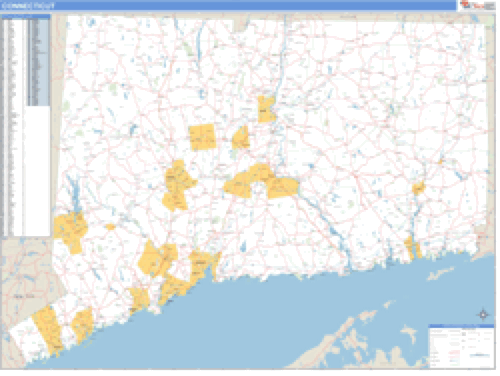 Connecticut ZIP Code Wall Map | Maps.com.com