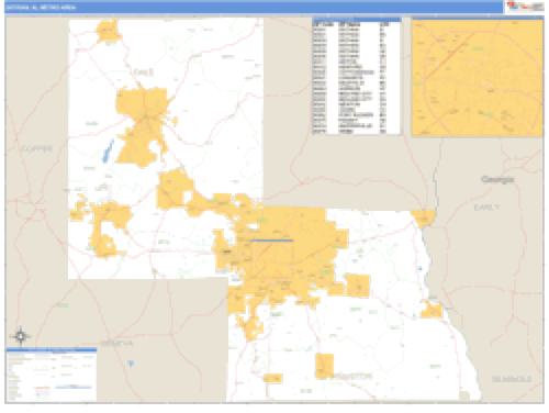 Dothan Alabama Metro Area Wall Map 9322