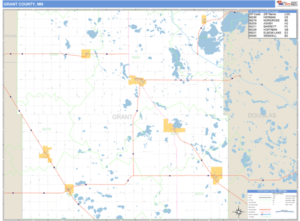 Grant County, Minnesota Zip Code Wall Map | Maps.com.com