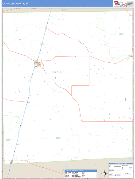 La Salle County Texas Zip Code Wall Map 0447