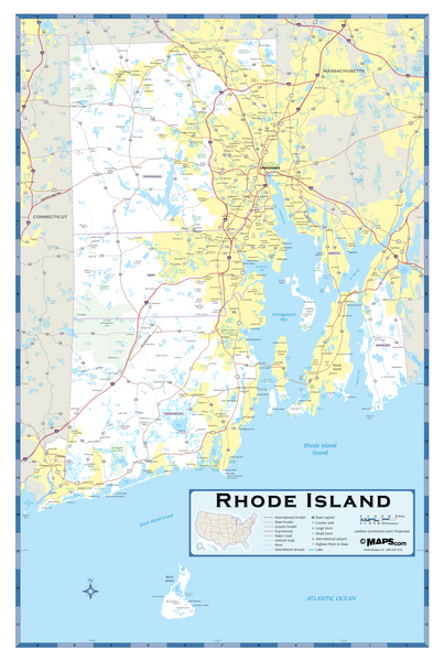 Rhode Island Highway Wall Map