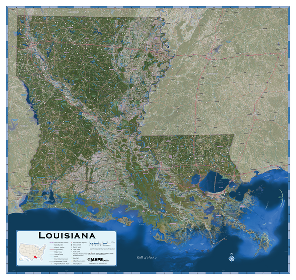 Louisiana Satellite Wall Map 3883