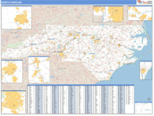 North Carolina Zip Code Wall Map 5512