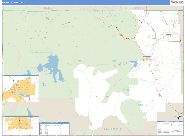 Park County, Wyoming Zip Code Wall Map | Maps.com.com