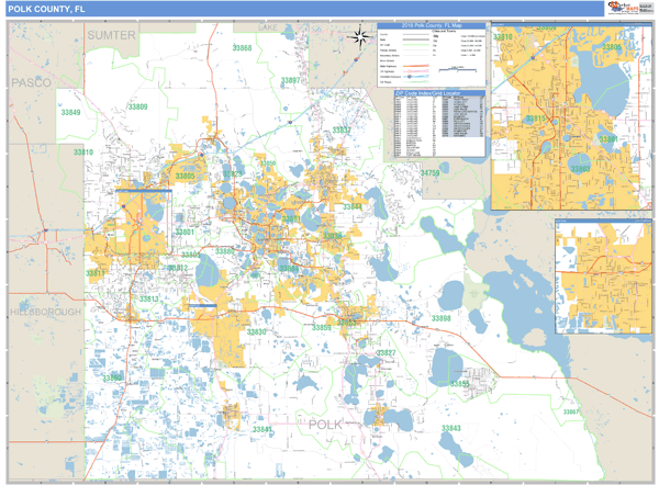 polk-county-florida-zip-code-wall-map-maps