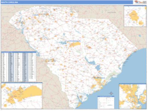 South Carolina Zip Code Wall Map 0275