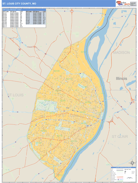 St. Louis County, Missouri Zip Code Wall Map | www.cinemas93.org