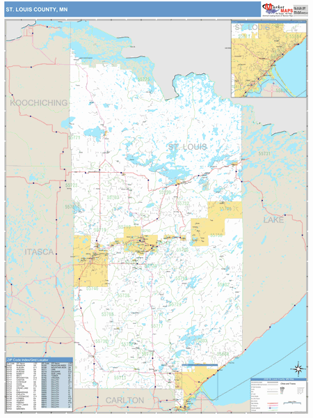 St. Louis County, Minnesota Zip Code Wall Map | 0