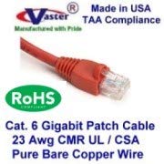 23Awg Cat6 High Performance Cat6 Patch Cable Made in USA, 40 Ft Cat.6 Gigabit Patch Cable 50u Gold Plating Gray Color UL CSA CMR and 100% Copper 