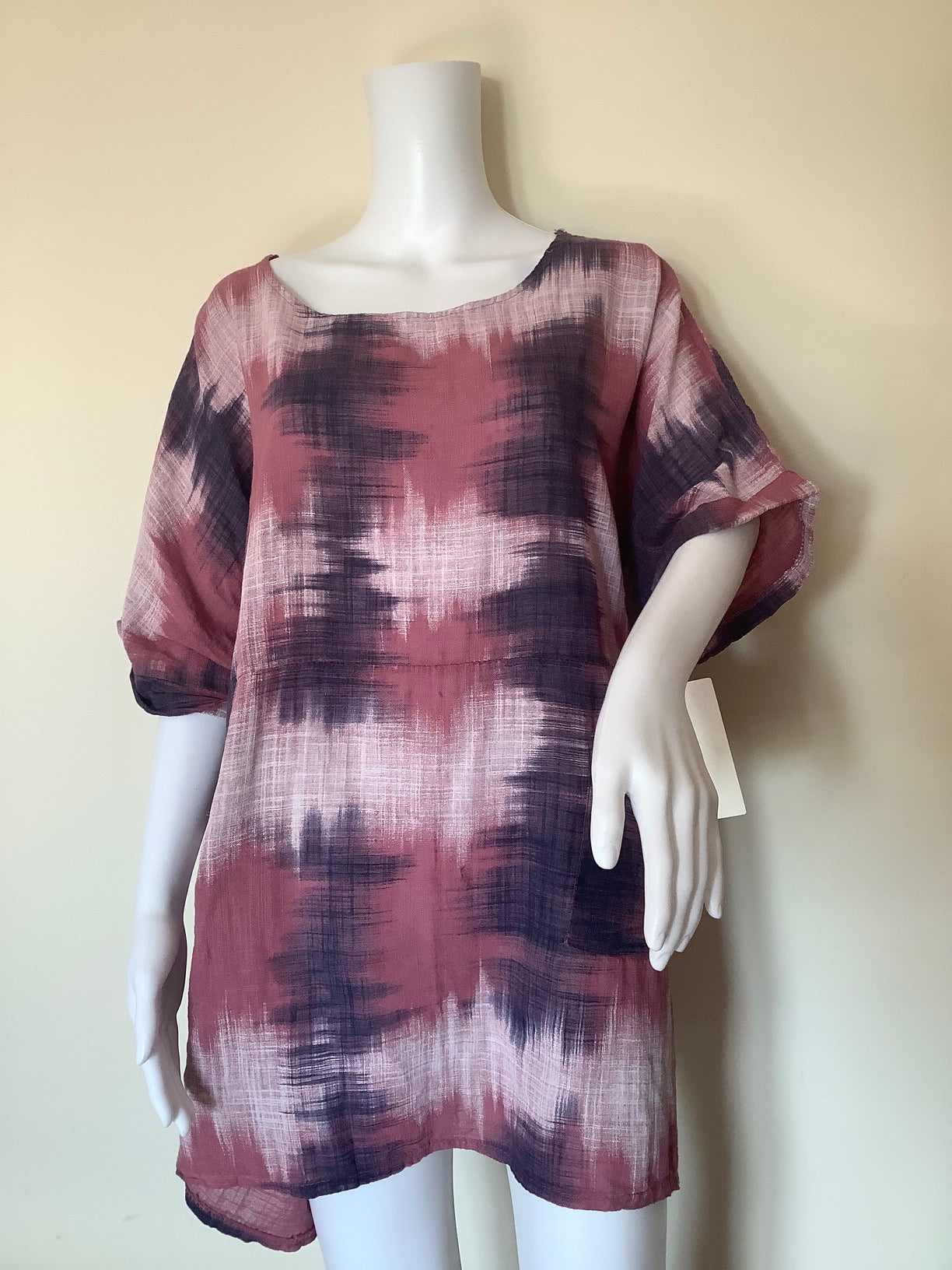 Italian Tie Dye Print Tunic - Magenta Pink - Liven Boutique