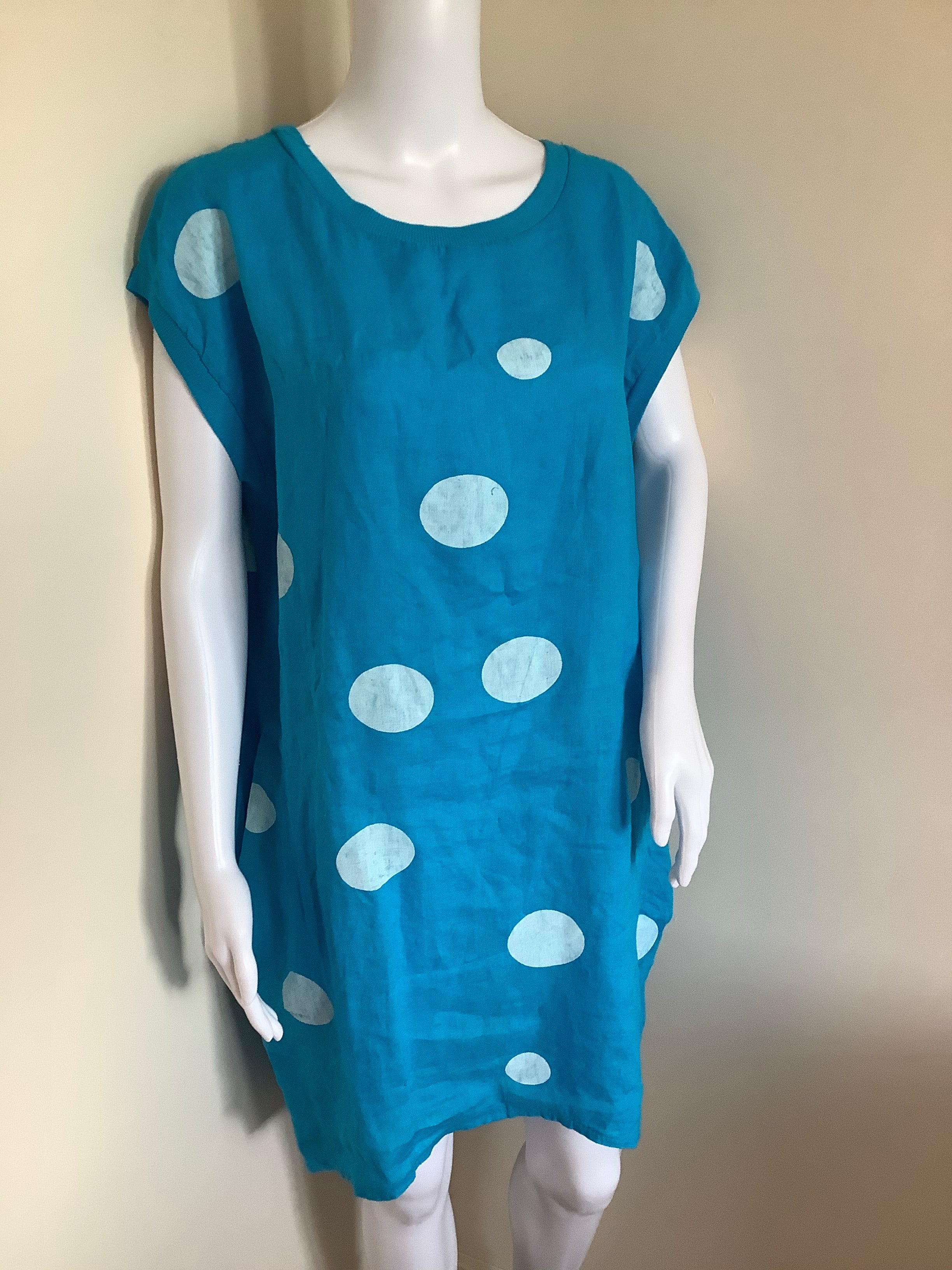 Hari Polka Dot Print Tunic- Turquoise - Liven Boutique