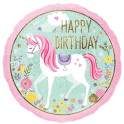 Magical Unicorn 'Happy Birthday' Balloon
