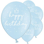 Pastel Blue Happy Birthday Latex Balloons - 12"
