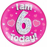 'I AM 6 TODAY' Jumbo Badge