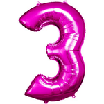 Pink Number 3 Balloon