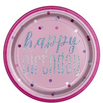 Pink Birthday Glitz Paper Plates
