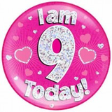 'I AM 9 TODAY' Jumbo Badge