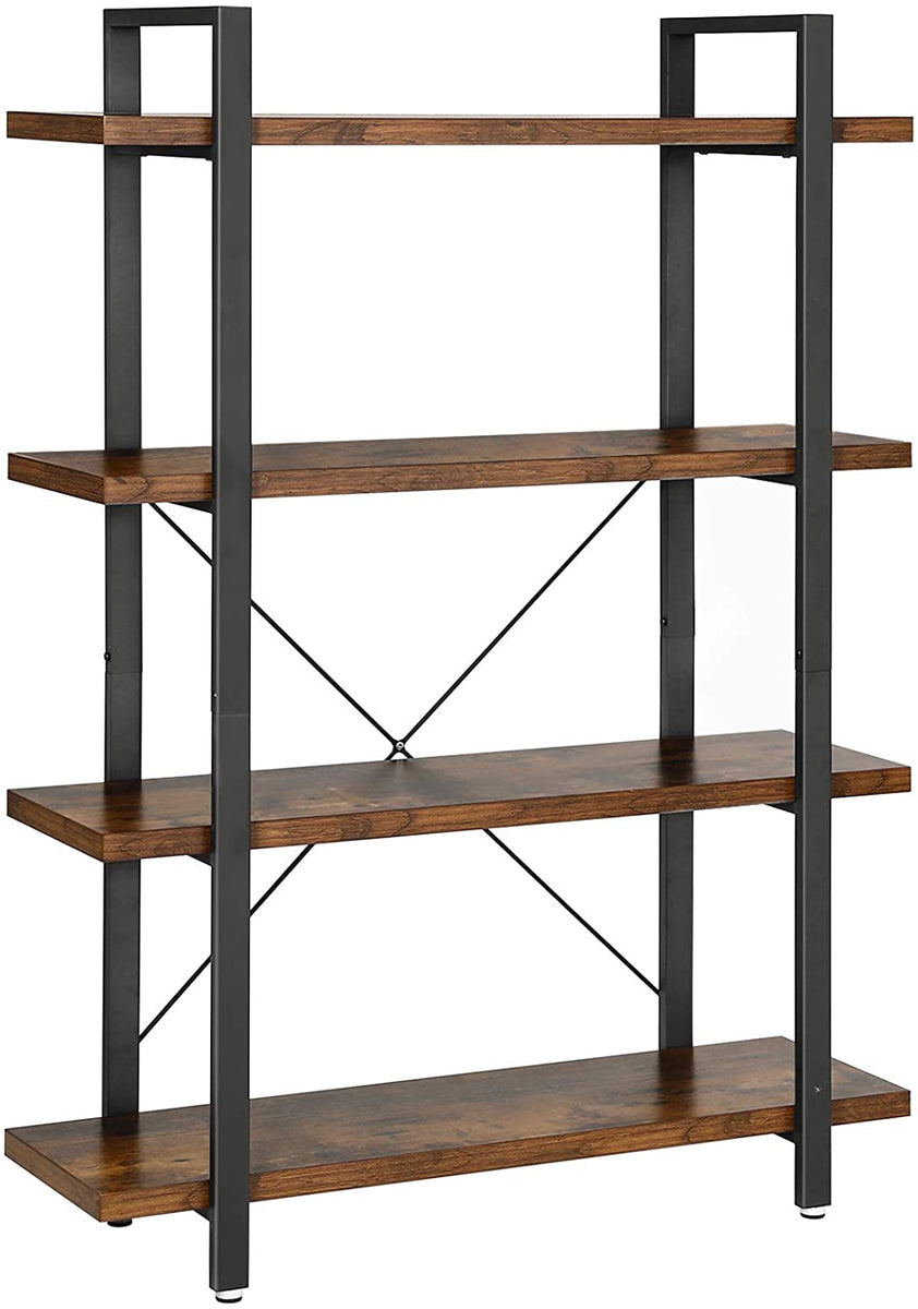 Display Rack Stable Ladder Shelf Easy Assembly Living Room 5-Tier Bookcase Bedroom VASAGLE Industrial Bookshelf Rustic Brown and Black ULLS55BX Office