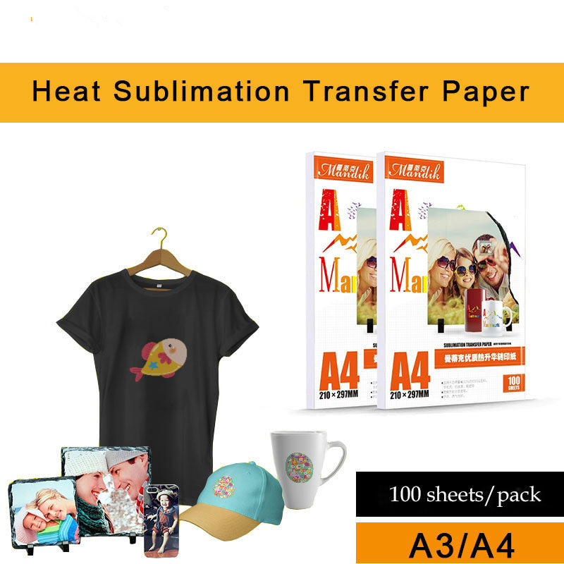 US 100Sheets A4 Sublimation Iron On Inkjet Print Heat Transfer Paper T-Shirt Mug 
