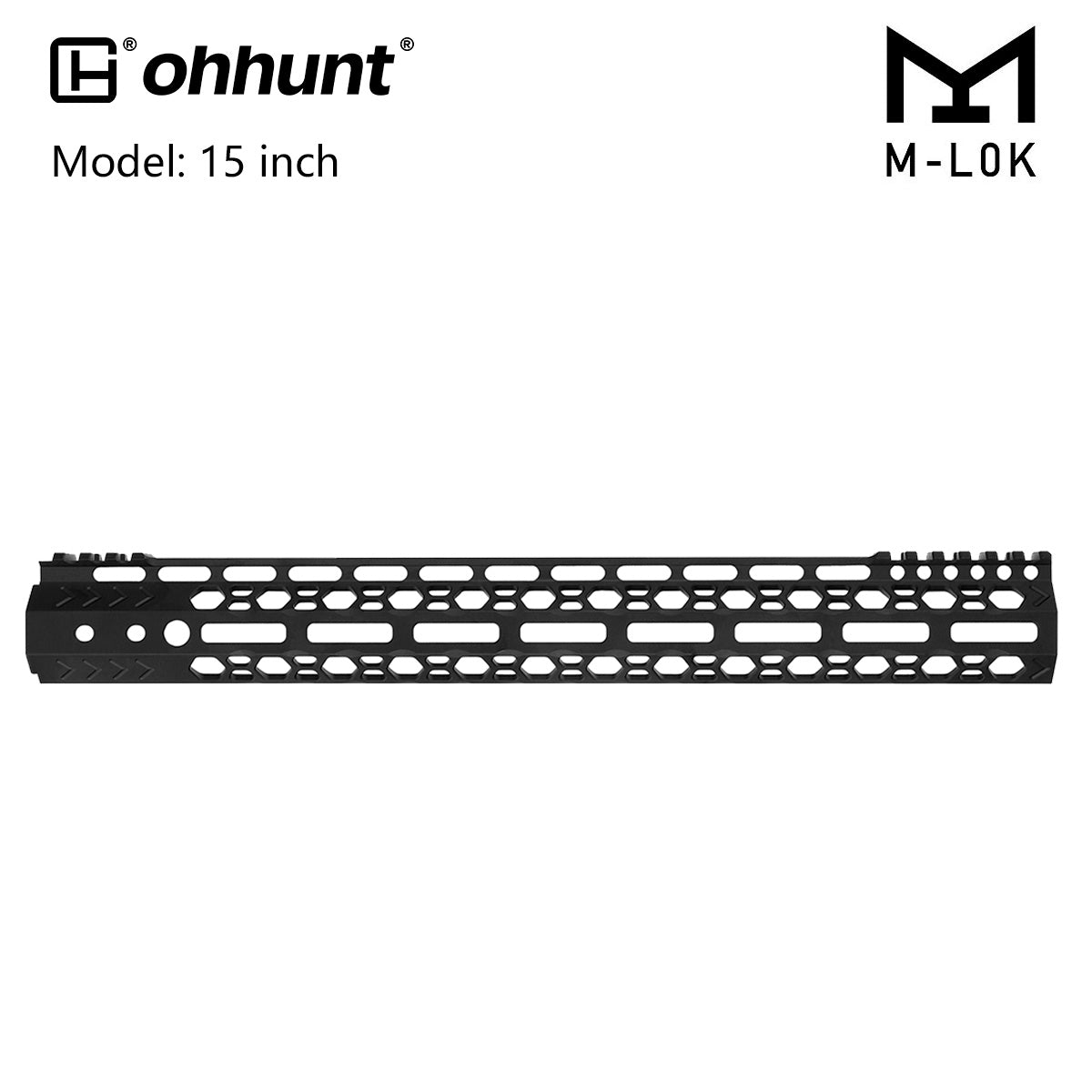 ohhunt AR-15 15" Ultra Light Hex Free Float M-lok Handguard with Steel