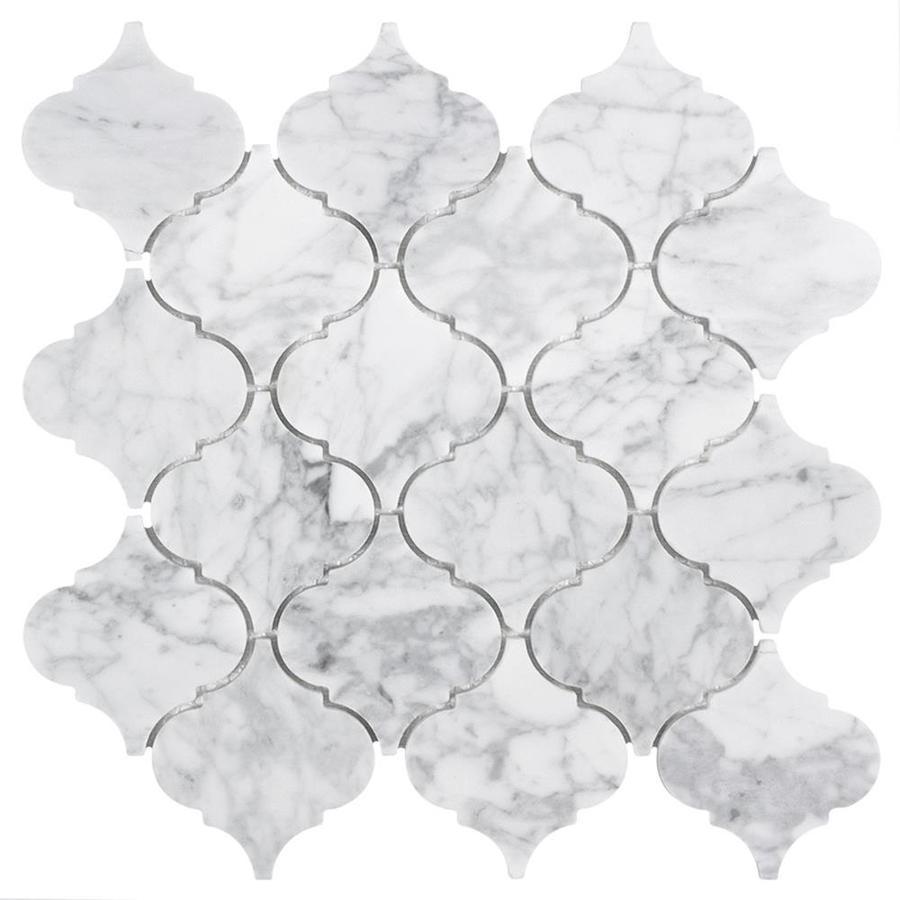 Mediterranean Stone Mosaic Tile White Arabesque | Mineral Tiles