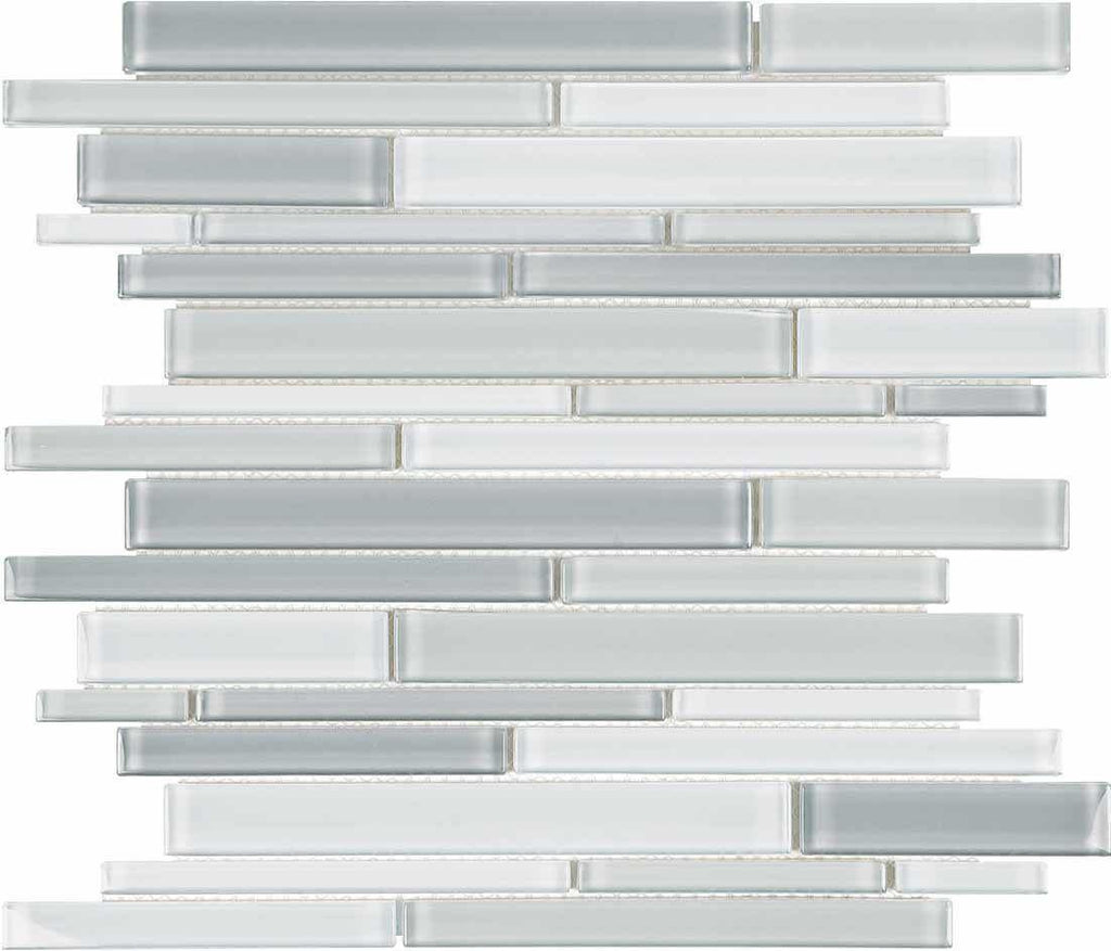 Glass Mosaic Tile Strip Multi Grey