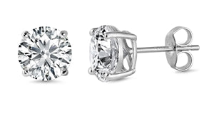 Goldia Sterling Silver 10mm Round 4 Prong CZ Stud Earrings 