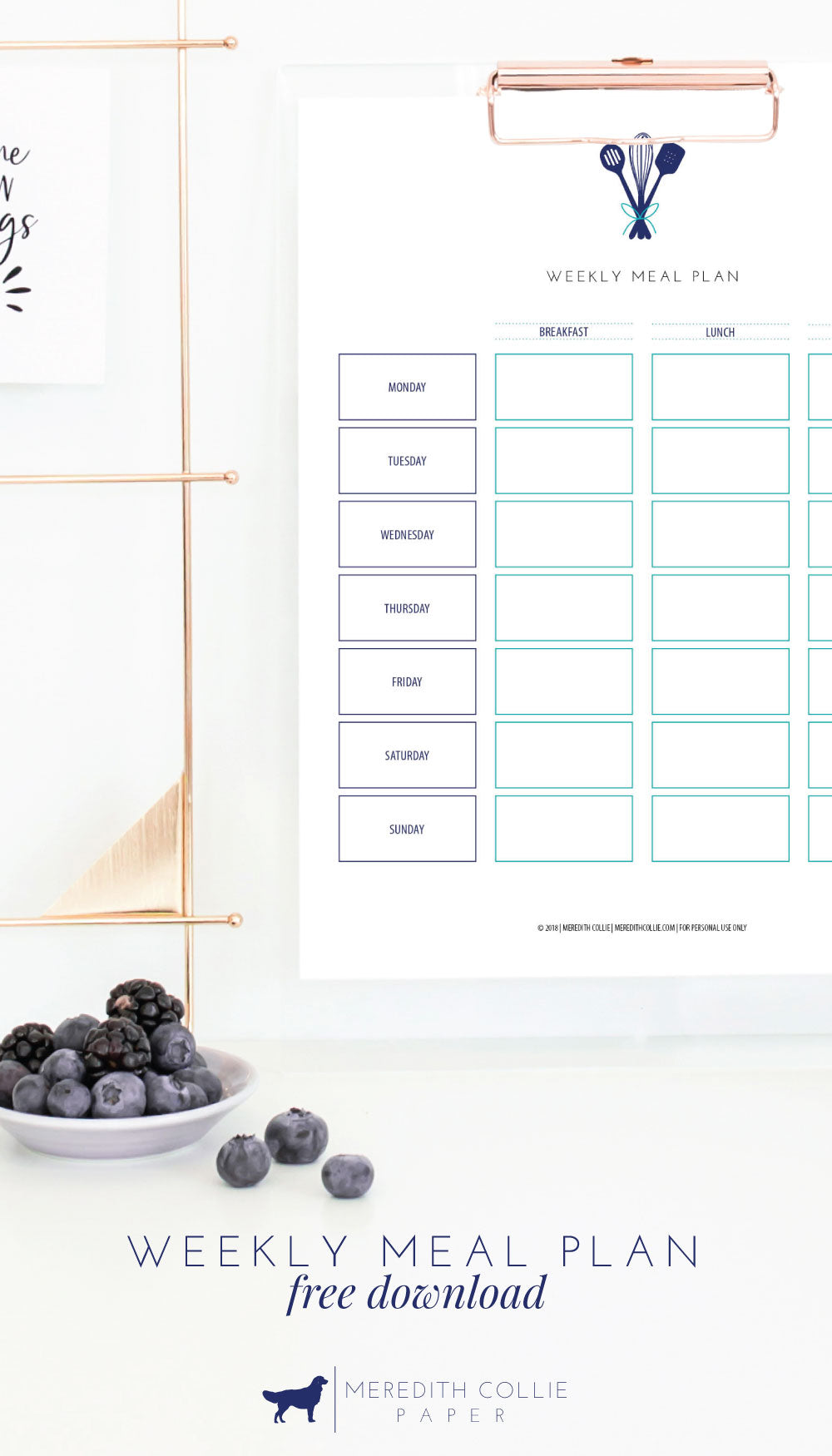 meredith collie paper and design meal planner printable