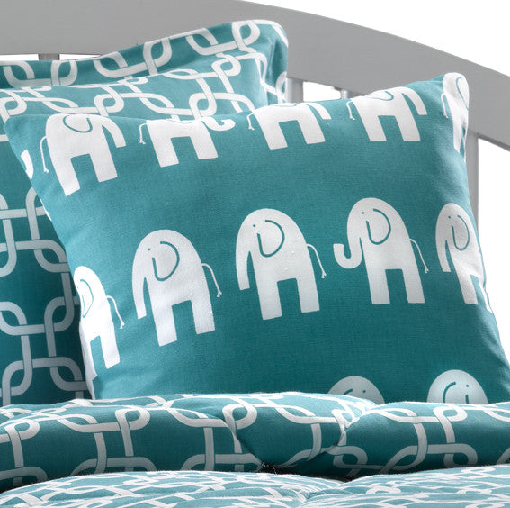 Turquoise Elephant Accent Pillow American Made Dorm Home