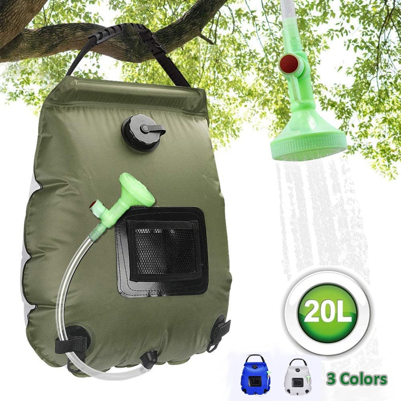Leisurewize Outdoor 20L Travel Camping Solar Heated Water Shower & LED Lamp 