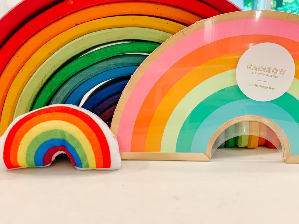 rainbow party plates back to school party