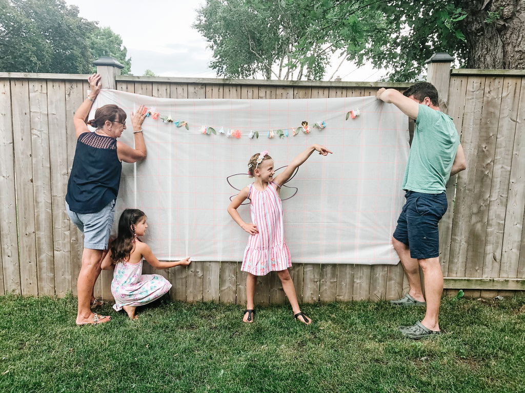 fairy garden photo wall for birthday party