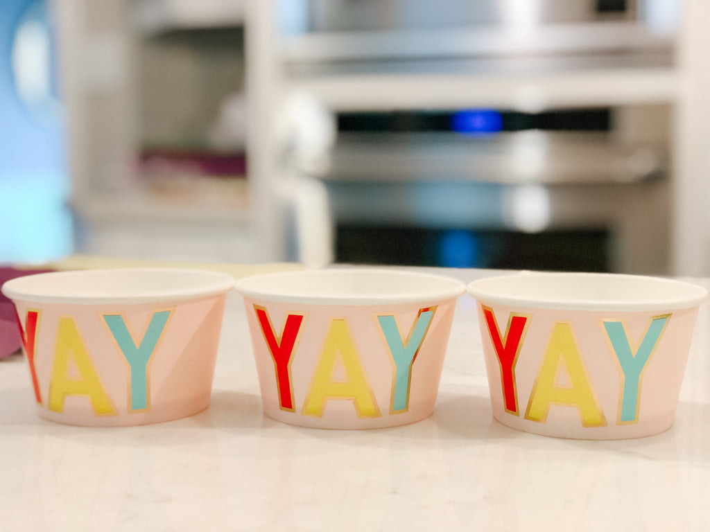 yay cups Caring Confetti back to school party