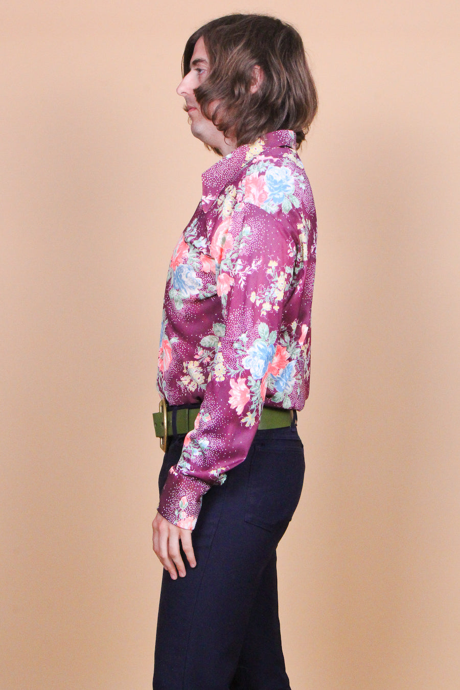 Vintage 1970's Plum Garden Floral Shirt