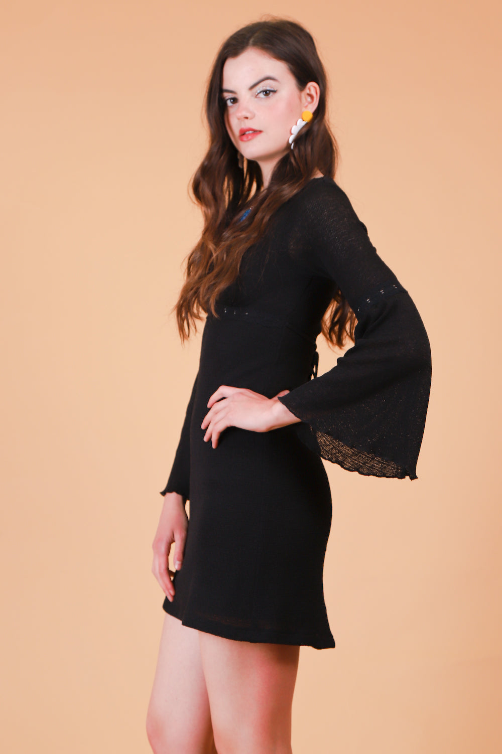 Vintage 1970's Love Witch Bell-Sleeve Mini-Dress