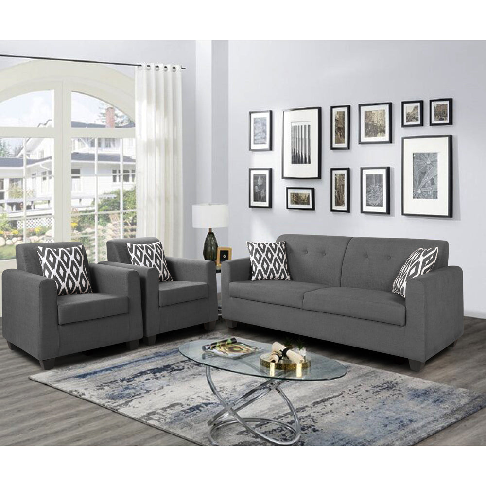 Adorn India Blazer Plus 3-1-1 Five Seater Sofa Set (Grey)