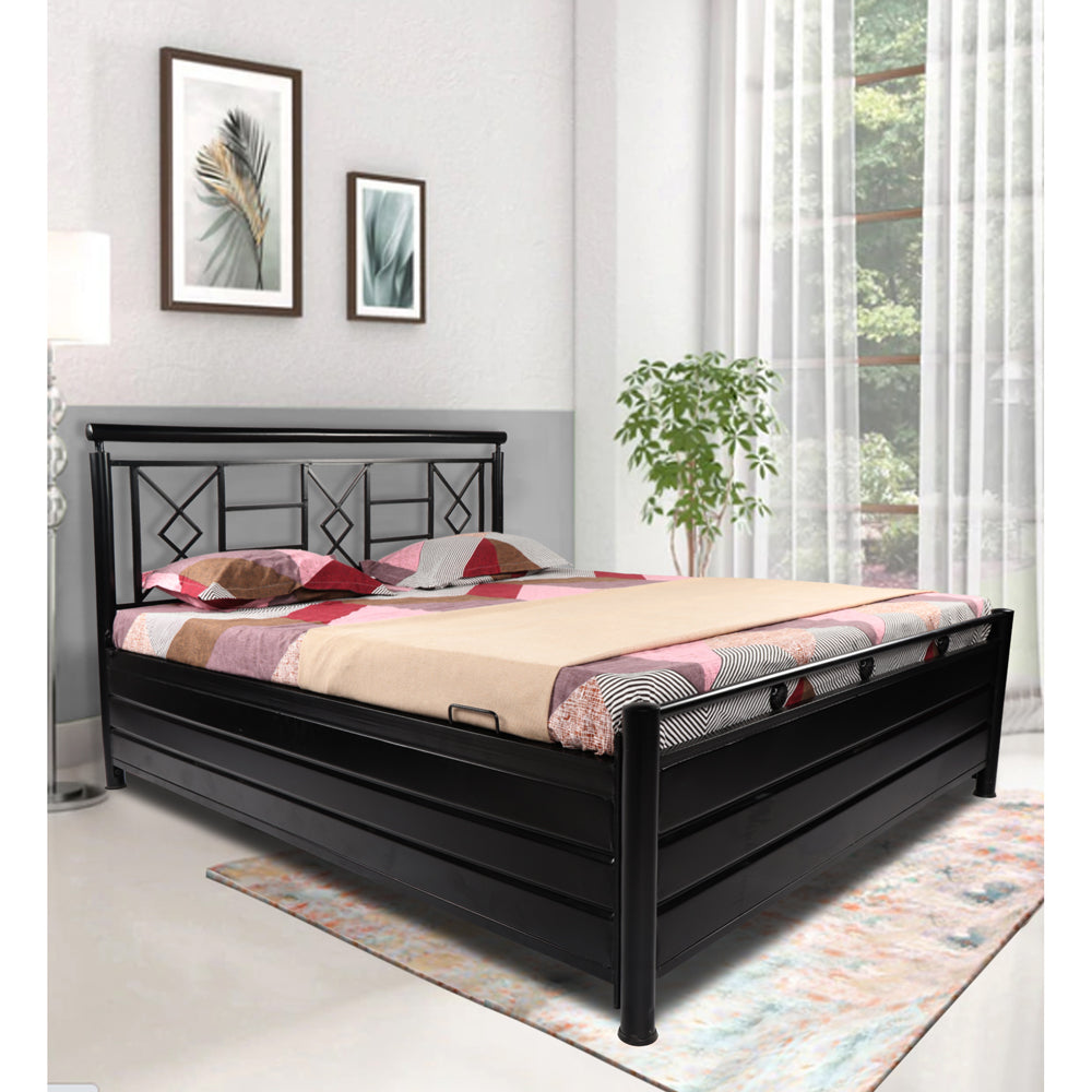 Adorn India Churchill Wrought Iron Bed Queen Size with Box Storage (Wi