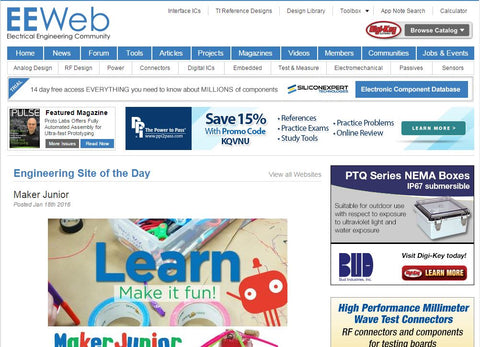 EEWeb Engineering Site of the Day featuring Maker Junior