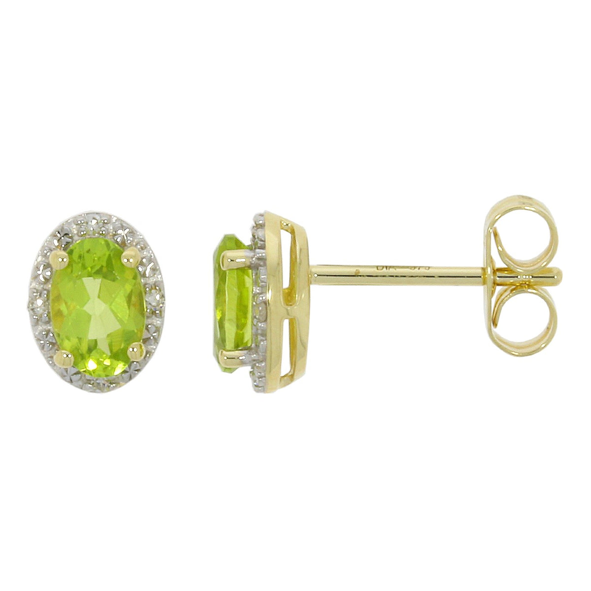 peridot earrings with diamonds