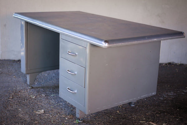 Vintage Grey Steel Tanker Desk Huisraad Modern