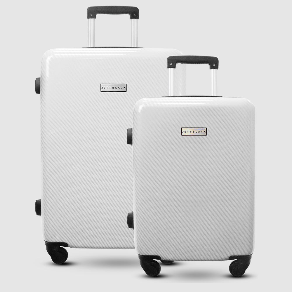 white hard shell luggage set