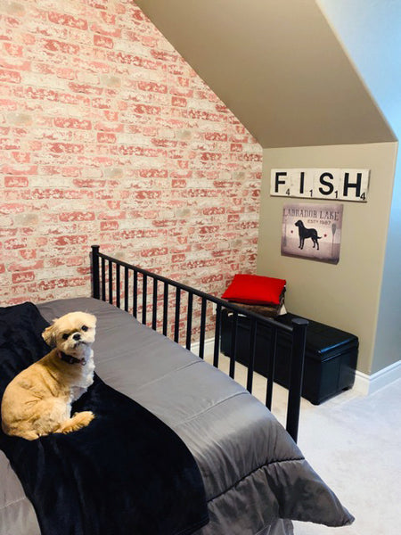 Boys Bedroom With Brick Peel And Stick Wallpaper Accent Wall