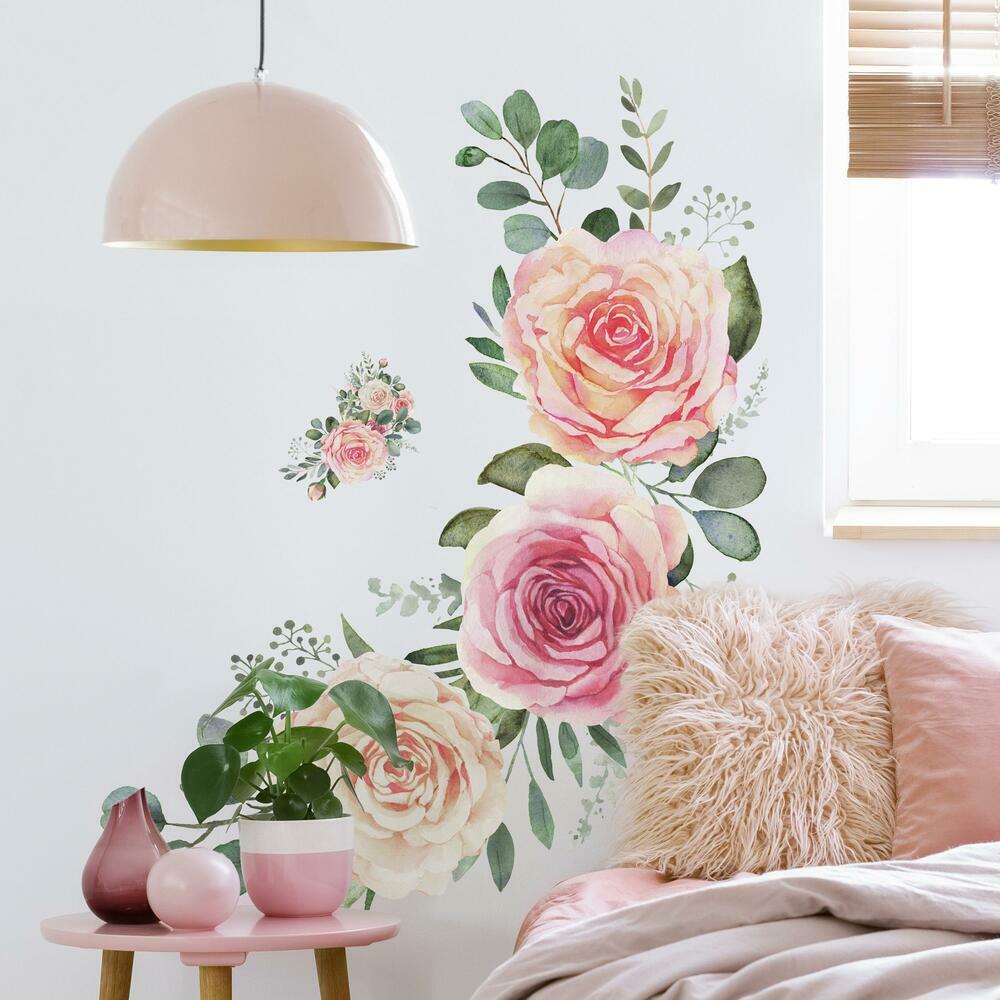 Pink Roses Peel and Stick Giant Wall Decals – RoomMates Decor
