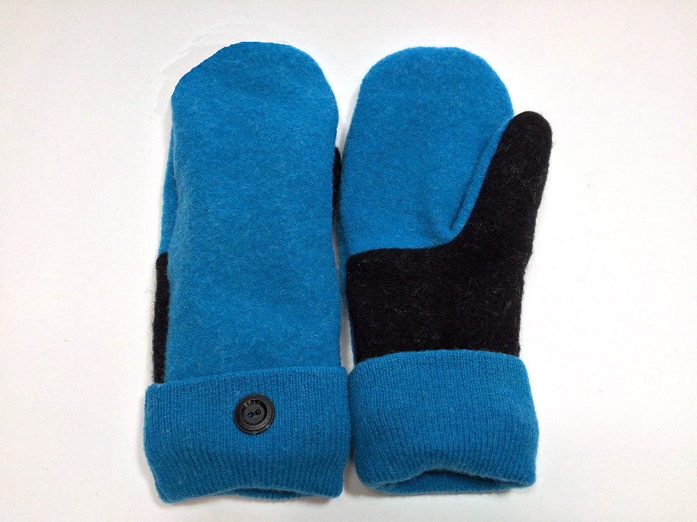 blue wool mittens