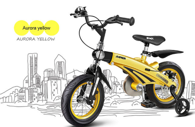 yellow bike with training wheels