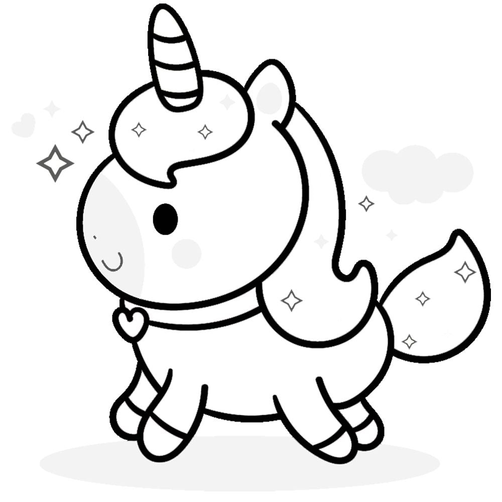 coloriage licorne kawaii au galop 