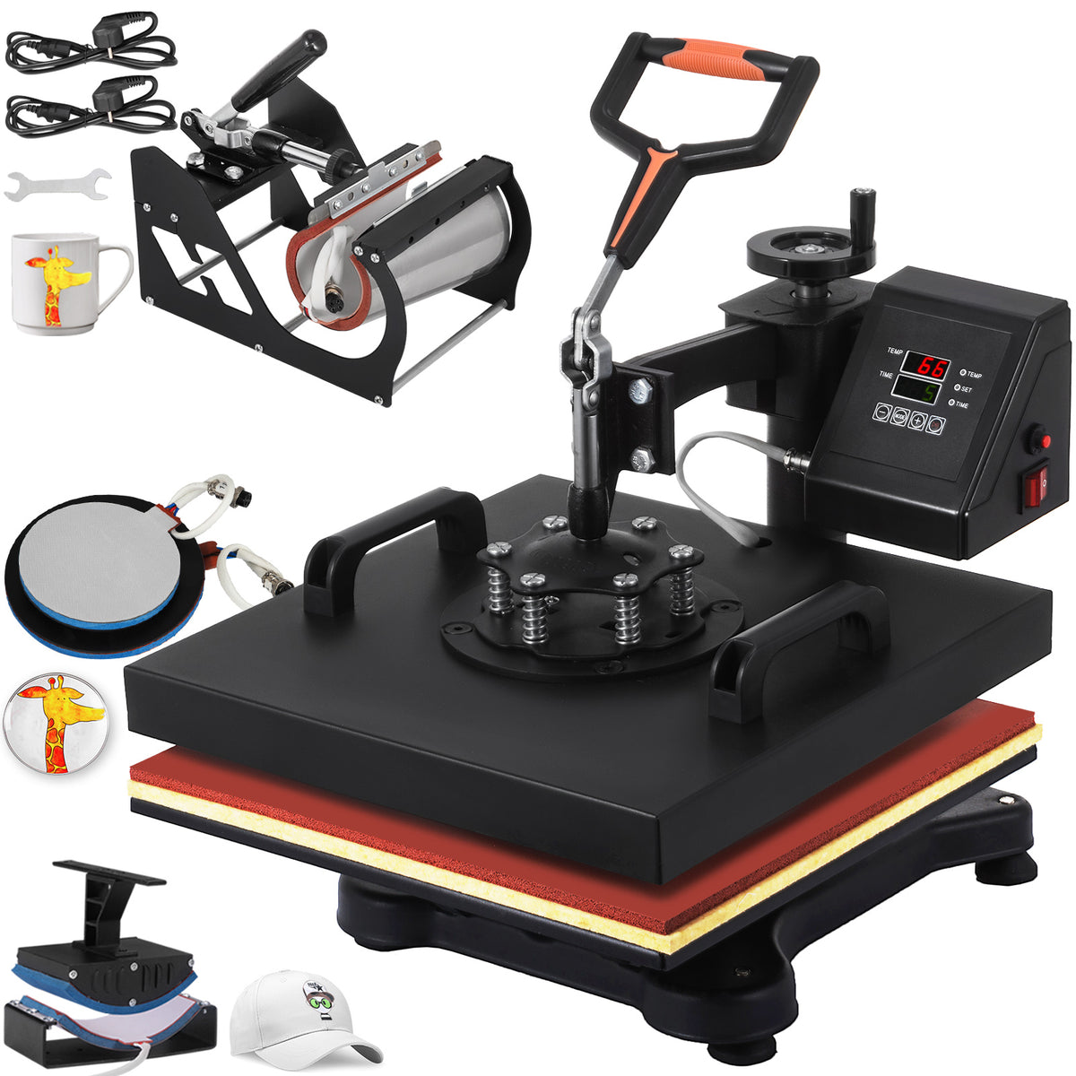 5 In 1 Heat Press Machine Transfer 15"x15" Pressing Swing