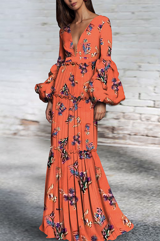 long puff sleeve maxi dress